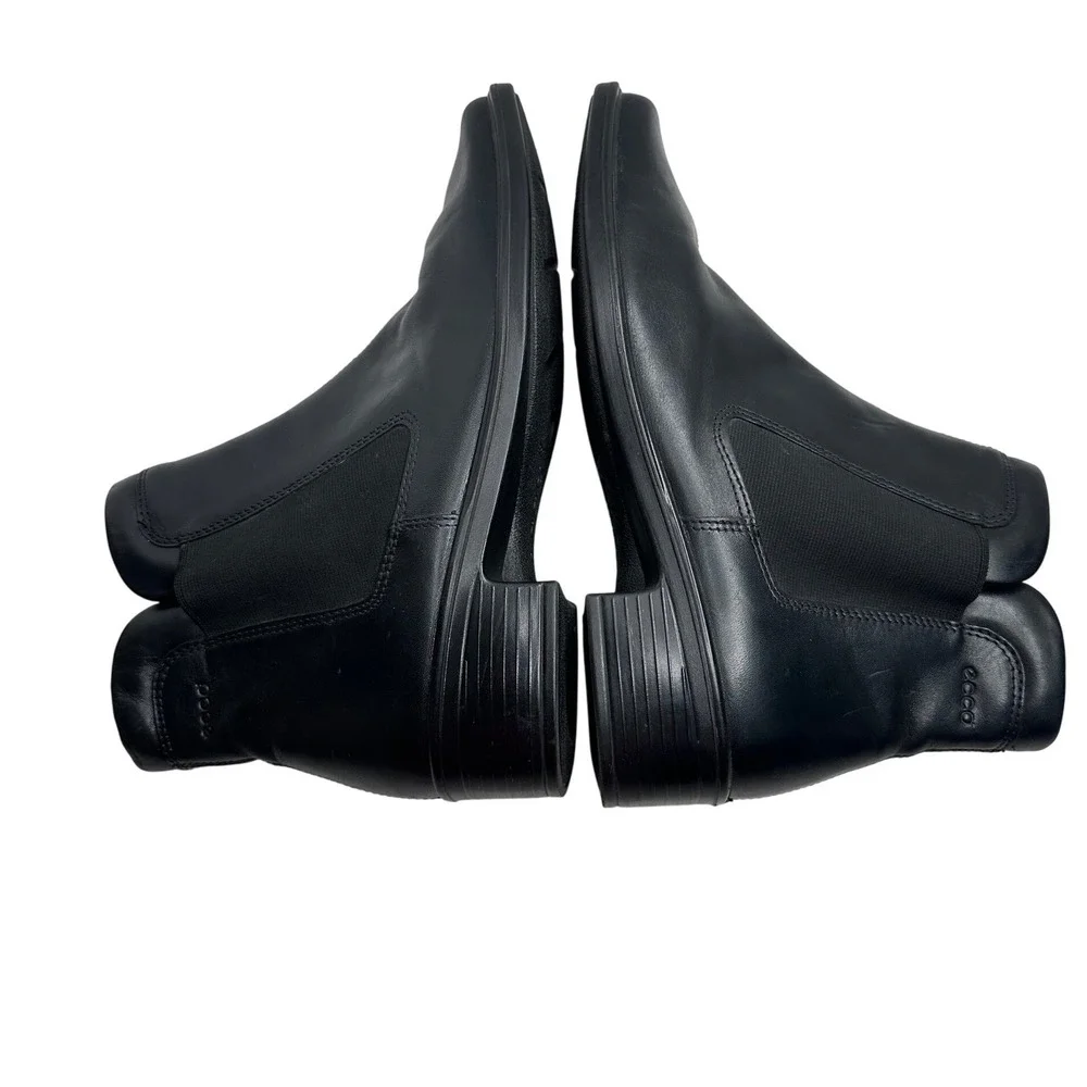 ECCO Womens Black Leather Square Toe Ankle Boots Shock Point Size 41 US 10-10.5